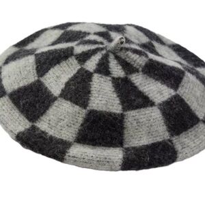 Urban Outfitters Jane Black Gray Checkered Beret